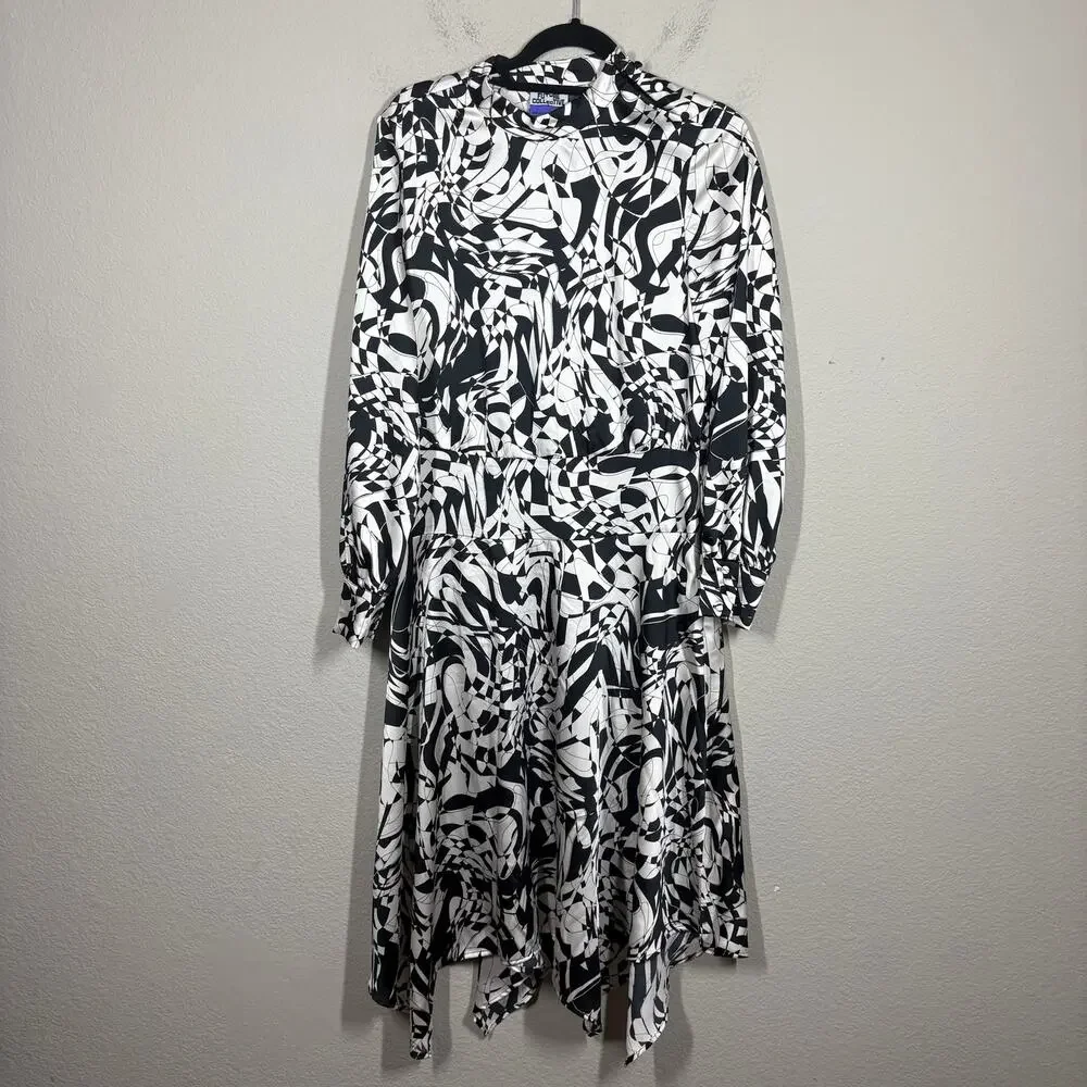 Future Collective Medium Kahlana Barfield Brown Midi Dress White Black Marble